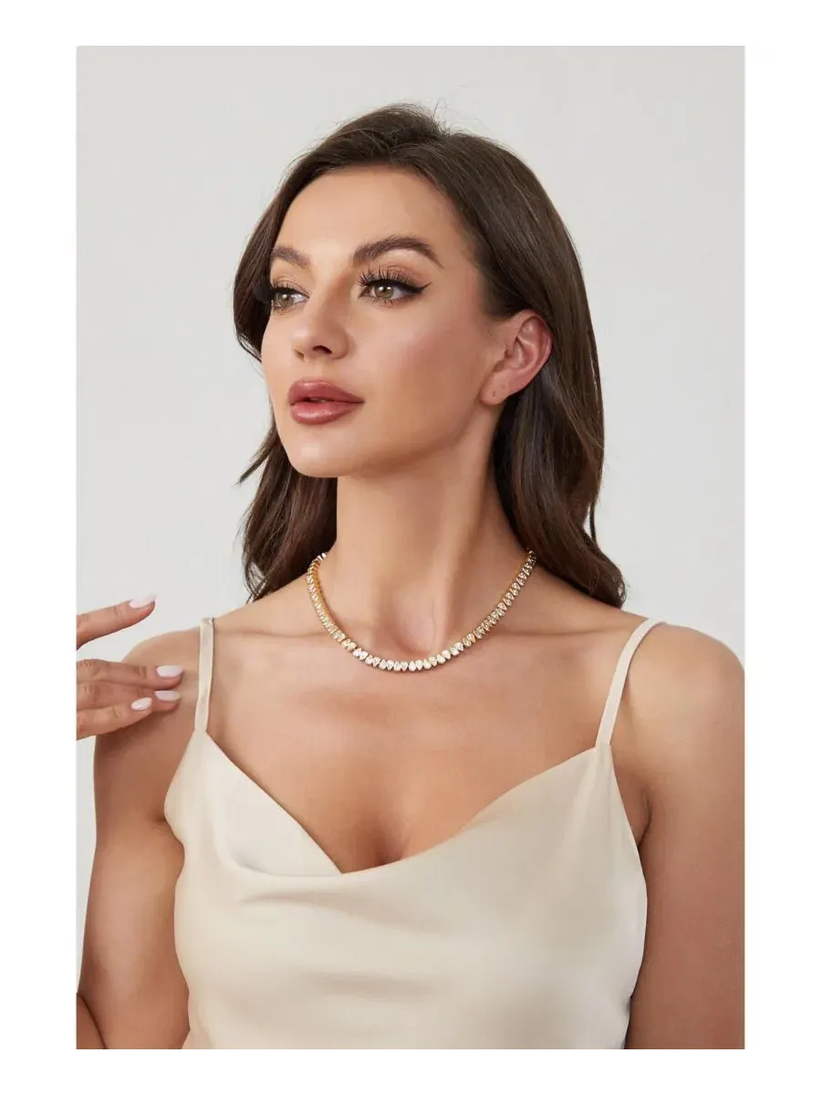 Колье-чокер с подвеской в виде капли из кубического циркония, 18K золото Classicharms — изображение 5 из 6