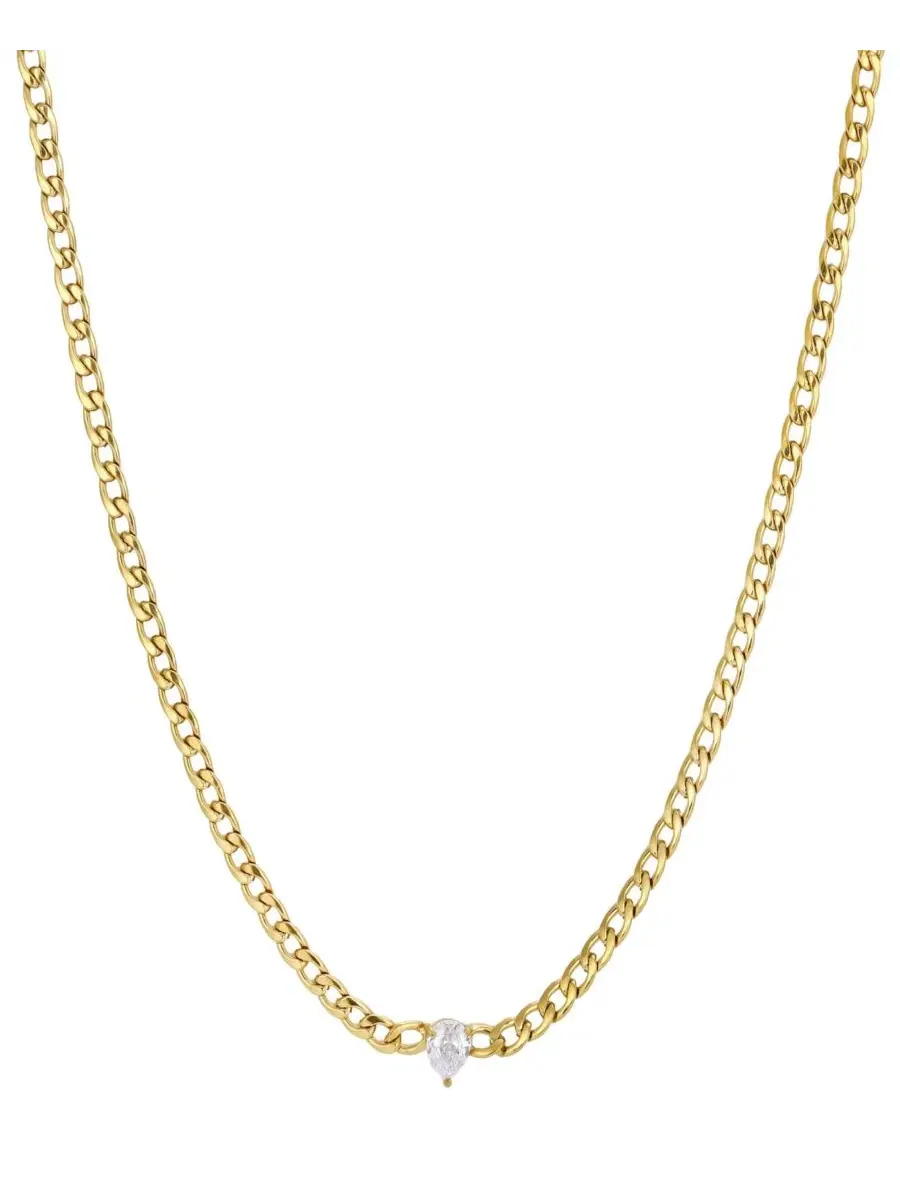 Колье с кулоном из кубического циркония, 18k золото ADORNIA — золотистый