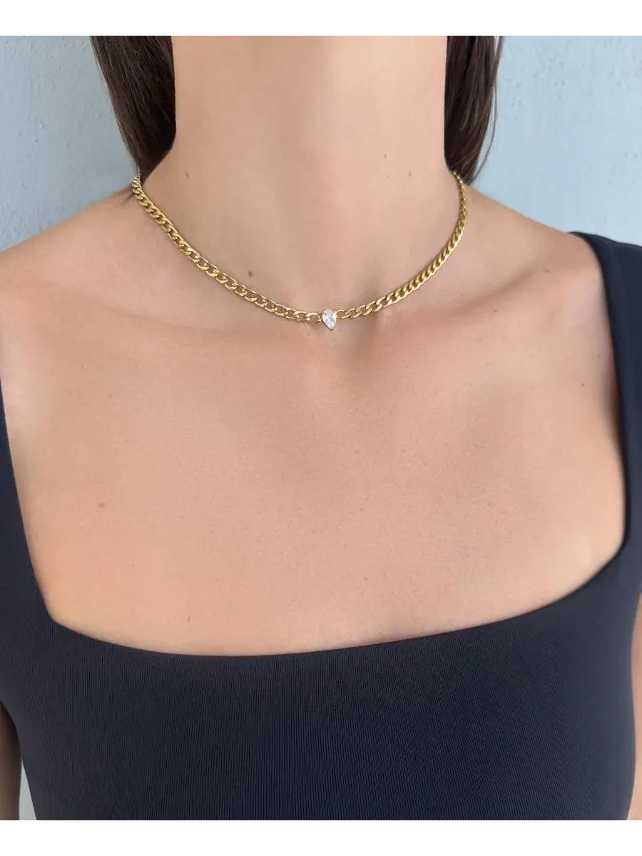 Колье с кулоном из кубического циркония, 18k золото ADORNIA — изображение 2 из 3