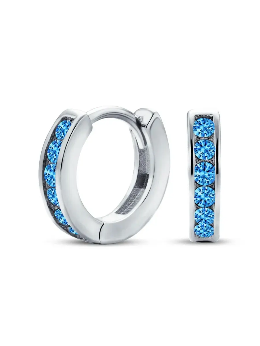Серьги-конго из стерлингового серебра с фианитами, модель Tiny CZ Channel Set Bling Jewelry — изображение 1 из 4
