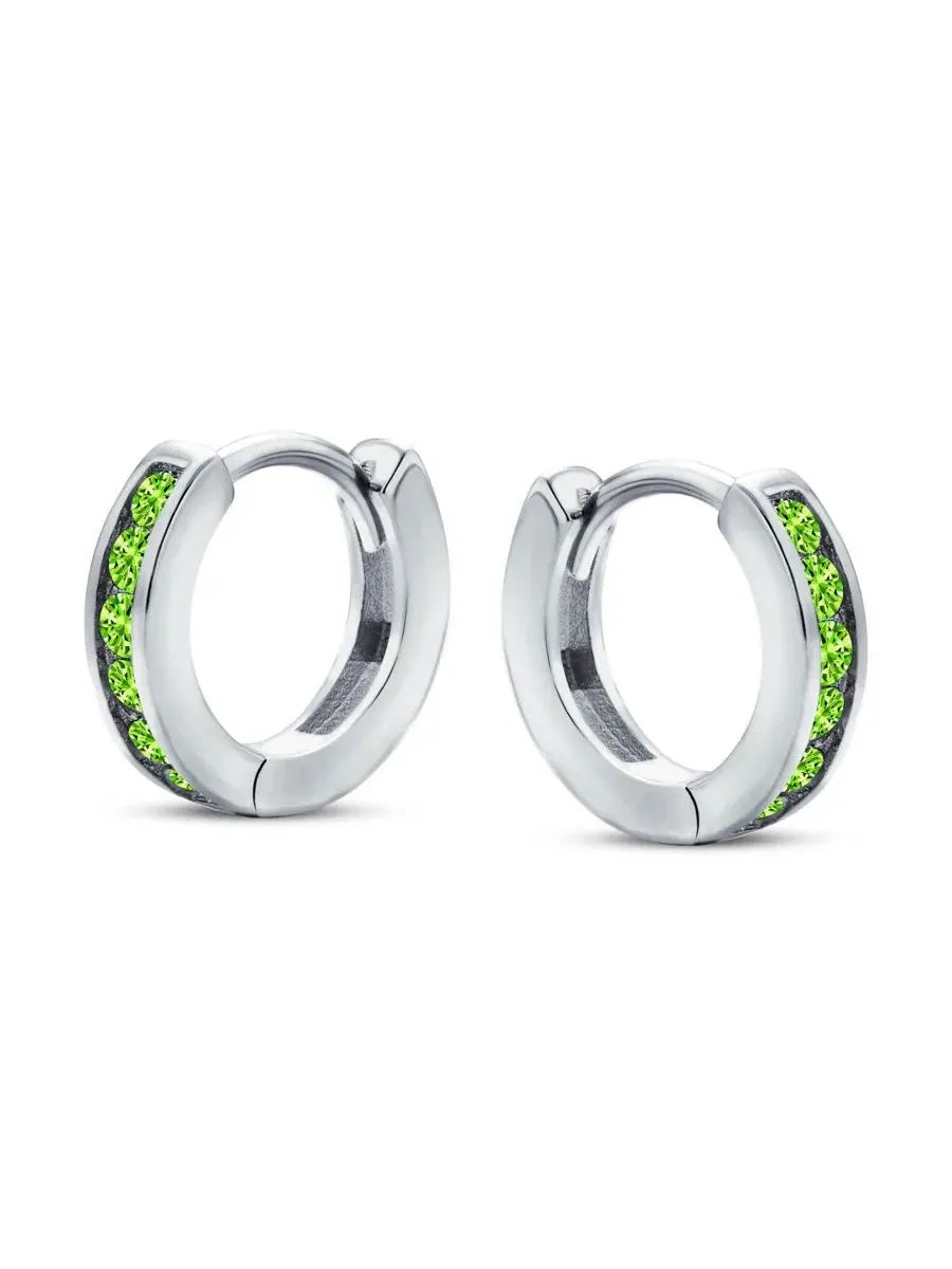 Серьги-конго с фианитами, родированное серебро Bling Jewelry — изображение 2 из 4, оттенок светлый зеленый