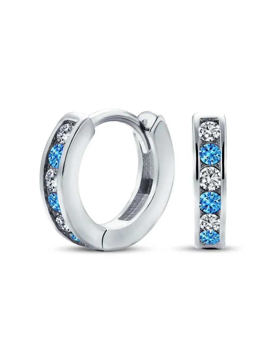 Серьги-конго из стерлингового серебра с фианитами, модель Tiny CZ Channel Set Bling Jewelry — изображение 1 из 4