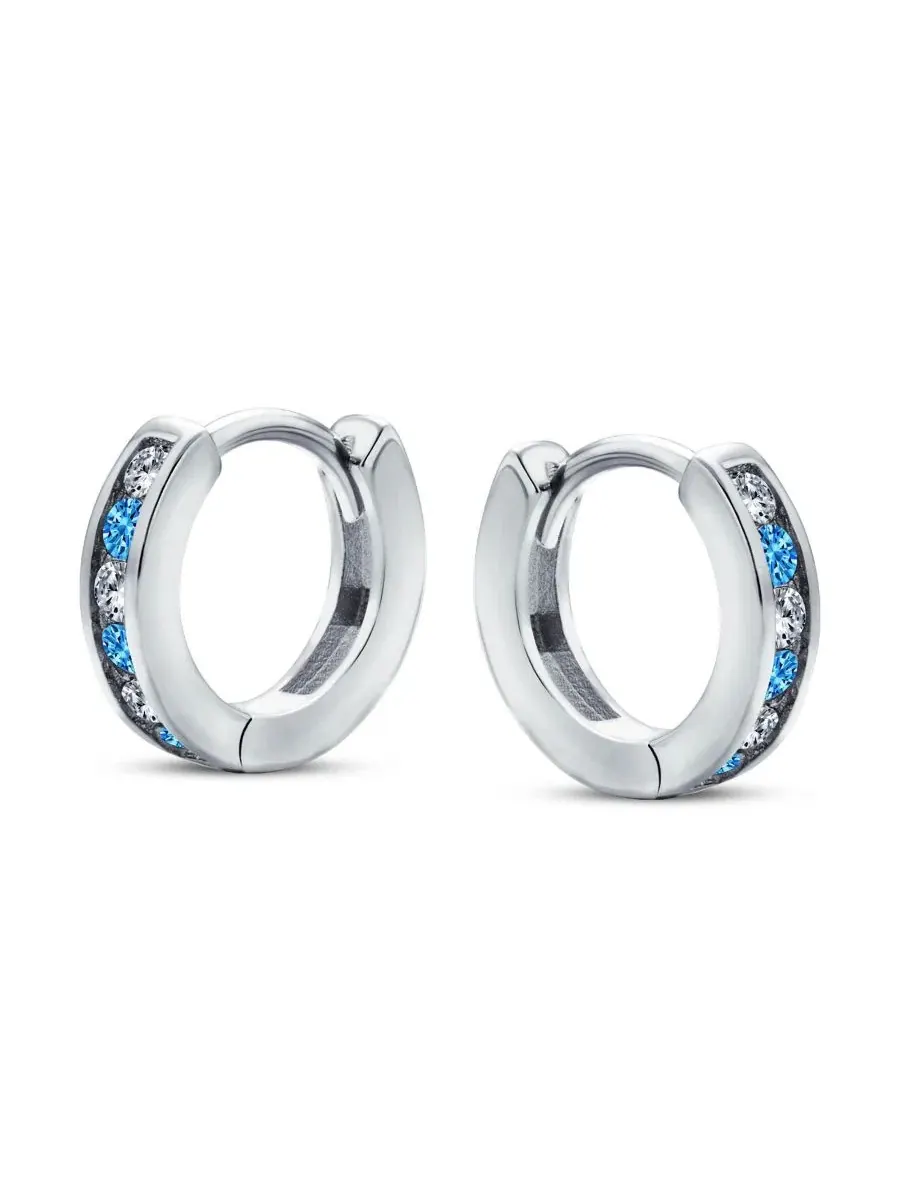 Серьги-конго из стерлингового серебра с фианитами, модель Tiny CZ Channel Set Bling Jewelry — изображение 2 из 4