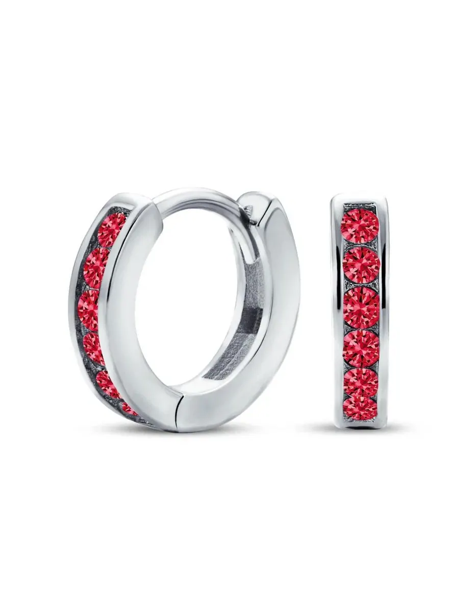 Серьги-конго с фианитами Tiny CZ Channel Set Cubic Zirconia Huggie Mini Hoop Earrings Bling Jewelry — изображение 1 из 4