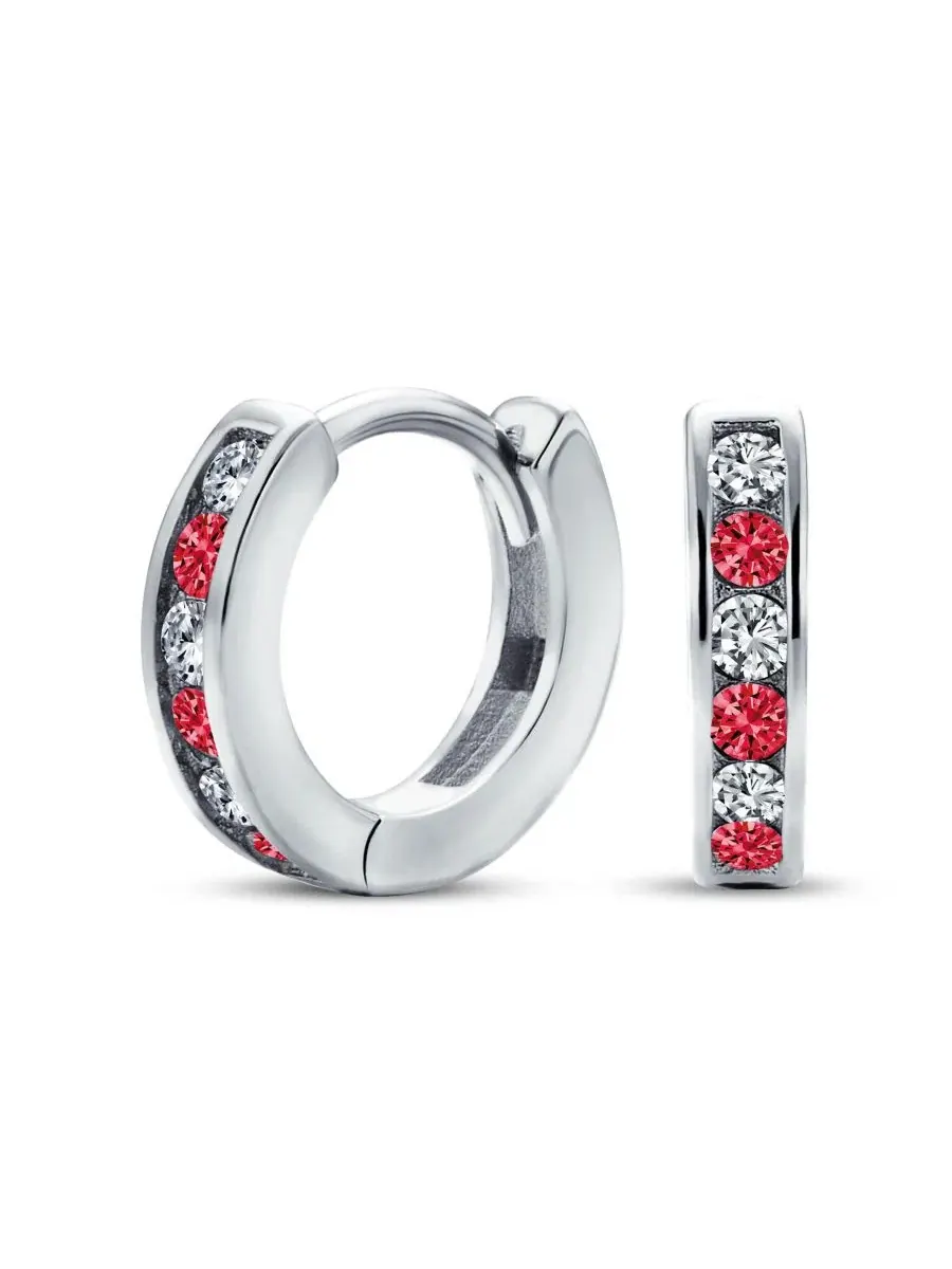 Серьги-кольца с фианитами, модель Tiny CZ Channel Set, бренд Bling Jewelry