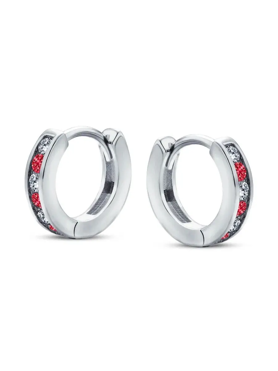 Серьги-кольца с фианитами, модель Tiny CZ Channel Set, бренд Bling Jewelry — изображение 2 из 4, оттенок красный