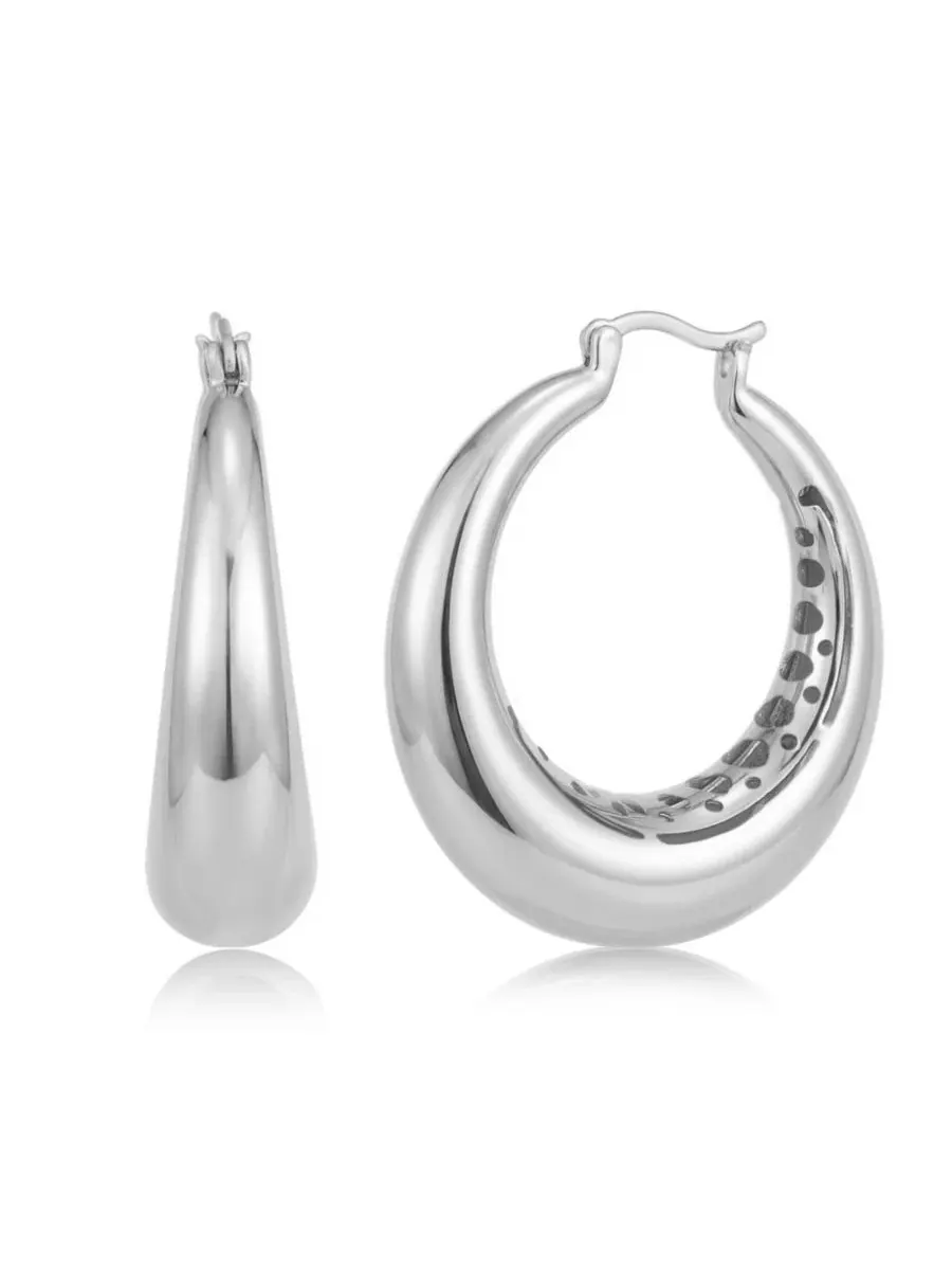 Серьги-кольца с полированной поверхностью, Timeless Puffed Polished Hoop Earrings Simona — изображение 1 из 3