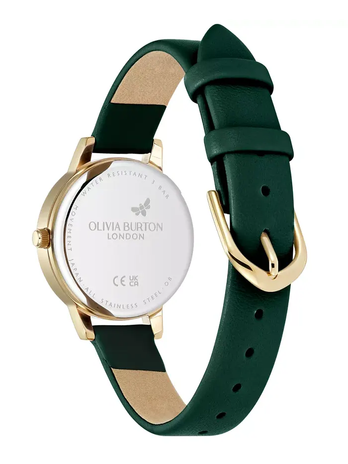 Женские часы с цветочным принтом на зеленом ремешке из телячьей кожи, 30mm Olivia Burton — изображение 4 из 5
