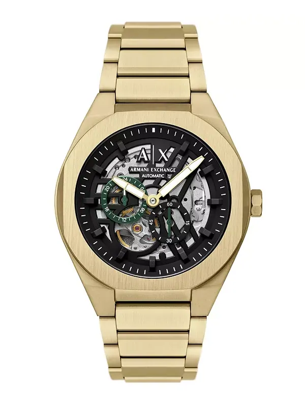 Мужские часы Armani Exchange Sync с автоматическим механизмом из нержавеющей стали золотистого — золотистый