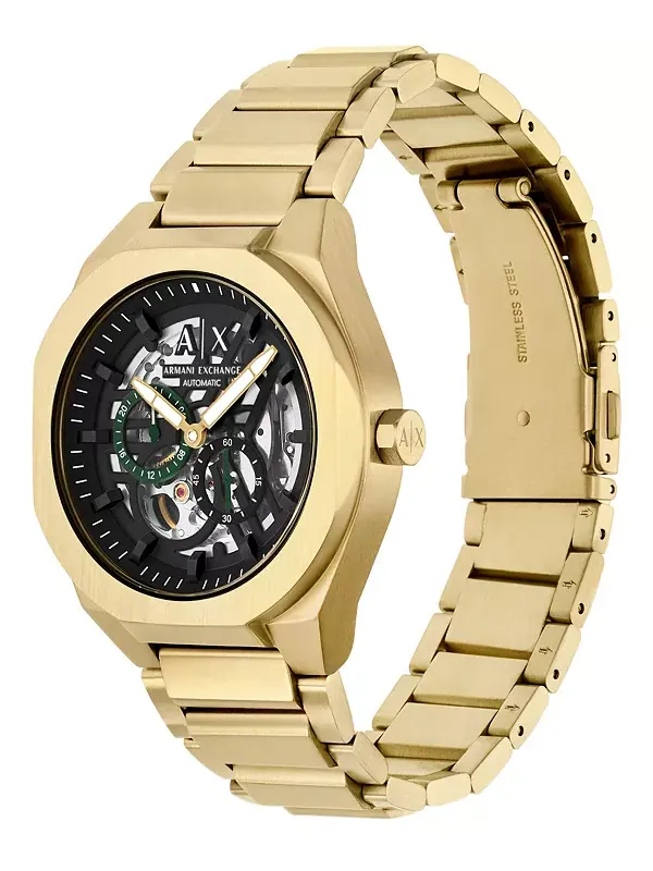 Мужские часы Armani Exchange Sync с автоматическим механизмом из нержавеющей стали золотистого — изображение 4 из 4