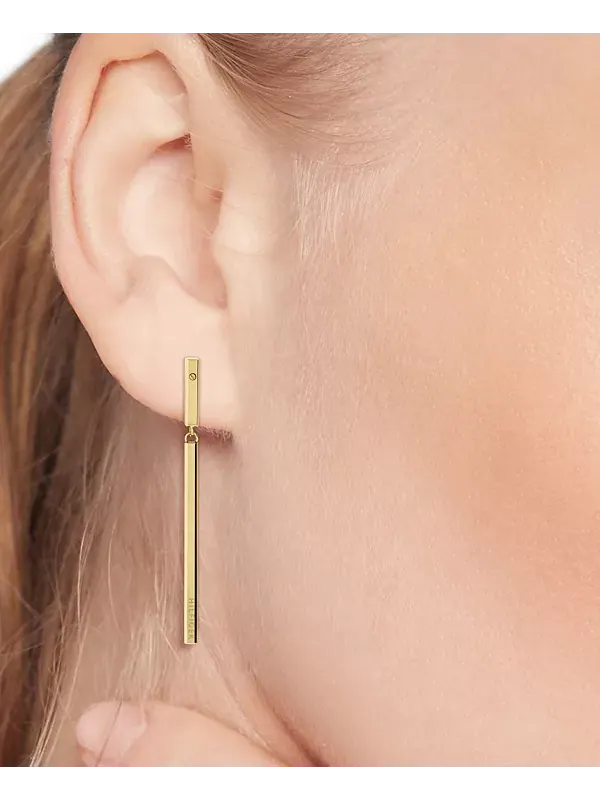 Серьги-Подвески с линейным логотипом Tommy Hilfiger — изображение 2 из 4, оттенок золото