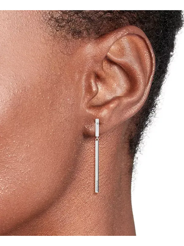 Серьги-Подвески с линейным логотипом Tommy Hilfiger — изображение 2 из 4, оттенок серебряный