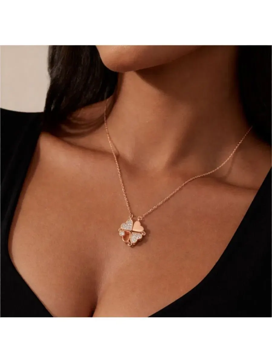Кулон в виде клевера на цепочке Rebl Jewelry — изображение 2 из 4, оттенок розовый золотистый