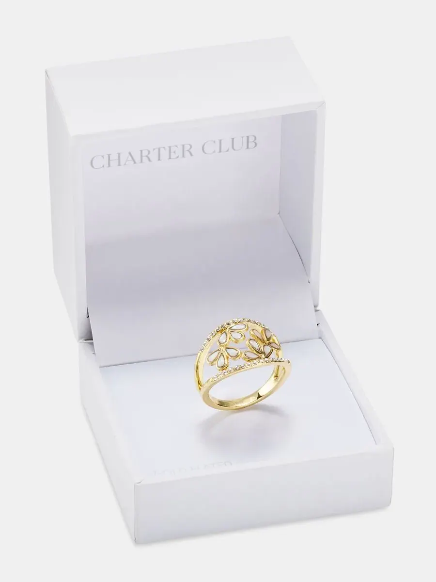 Кольцо из перламутра и кубического циркония Charter Club — изображение 2 из 3, оттенок золото