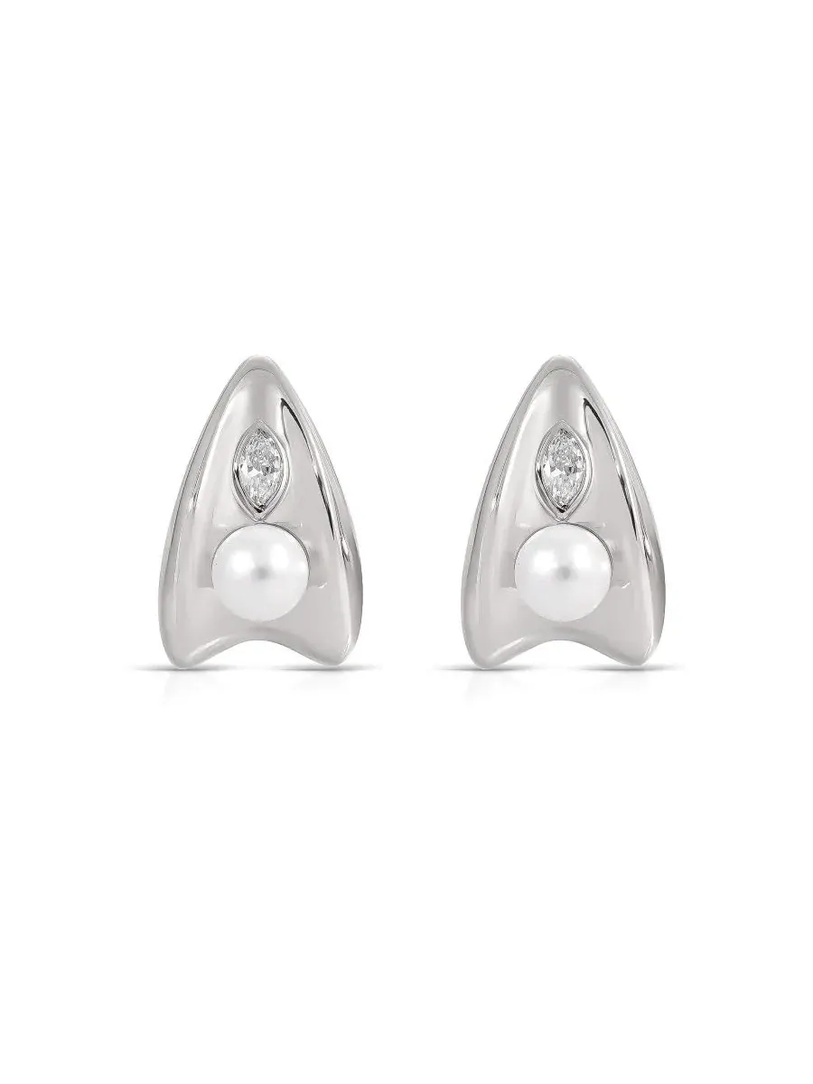 Серьги-кольца с мягким изгибом Ettika — изображение 2 из 4, оттенок серебряный
