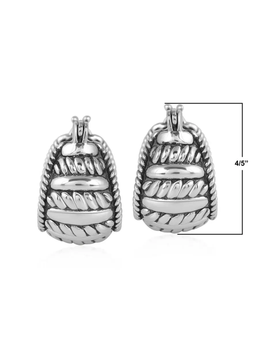 Серьги-кольца из стерлингового серебра с дизайном в виде веревки American West Jewelry — изображение 2 из 5