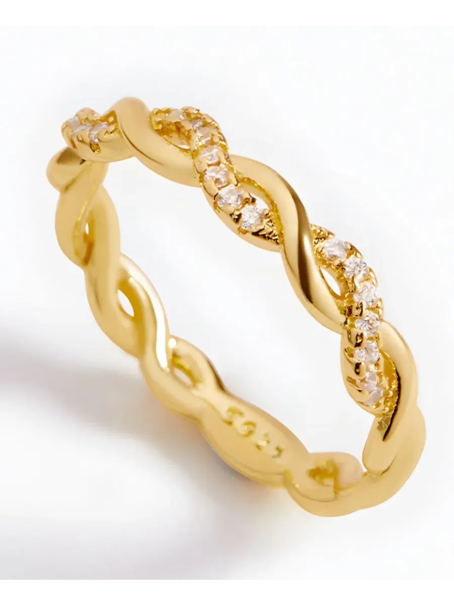 Изящное кольцо Dainty Pave Twist Stacking Ring в стиле "наложение камней" Mint & Lily — изображение 3 из 3