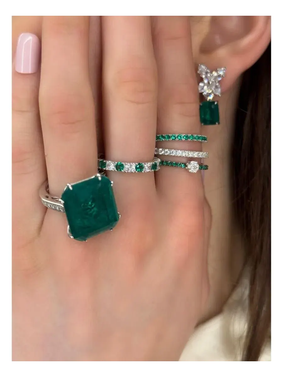 Серьги-подвески Suzy Levian Gala Collection из стерлингового серебра с крупными кубическими — изображение 4 из 5