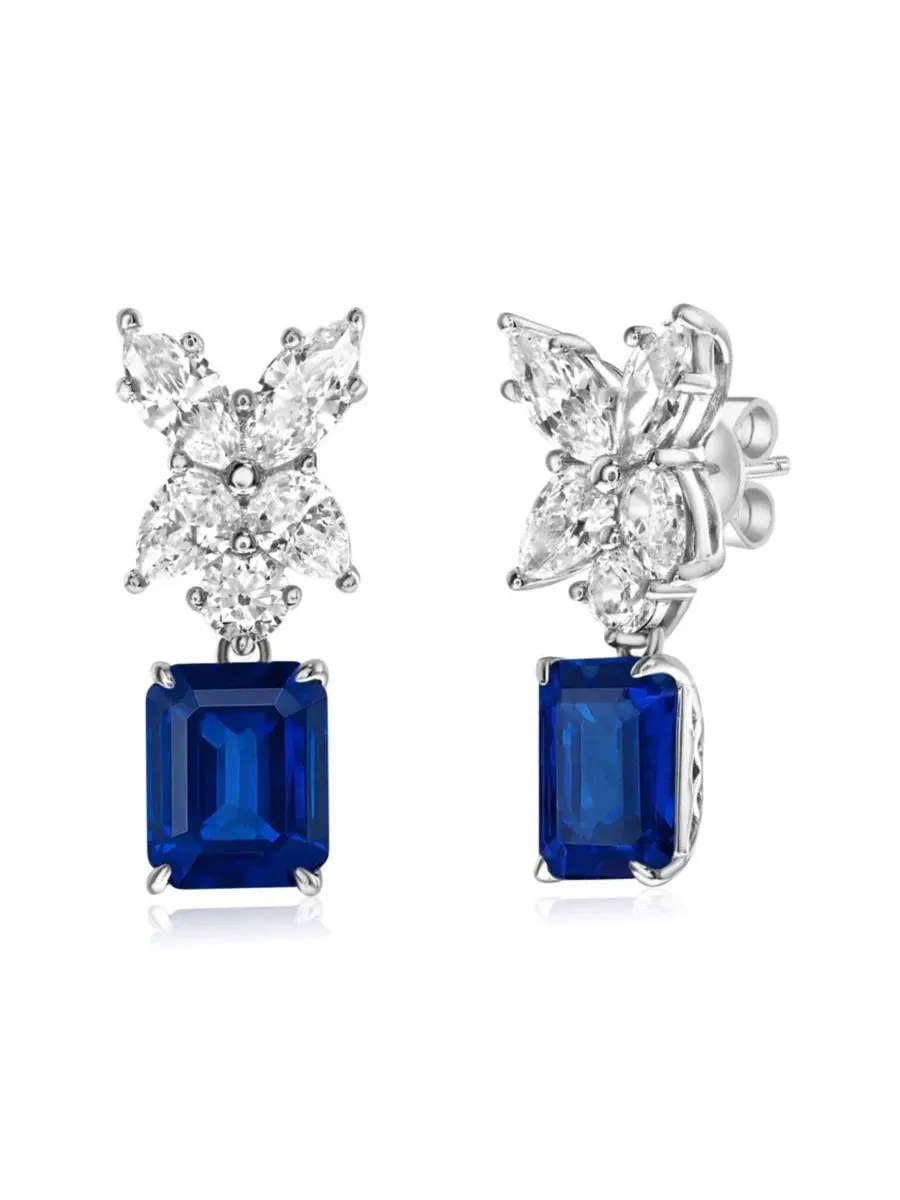 Серьги-подвески Suzy Levian Gala Collection из стерлингового серебра с крупными кубическими — изображение 1 из 3