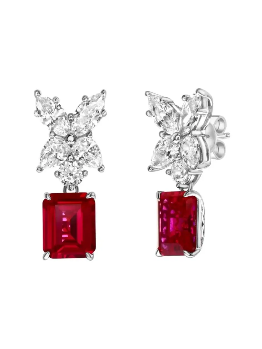 Серьги-подвески Suzy Levian Gala Collection из стерлингового серебра с крупными кубическими — изображение 1 из 3