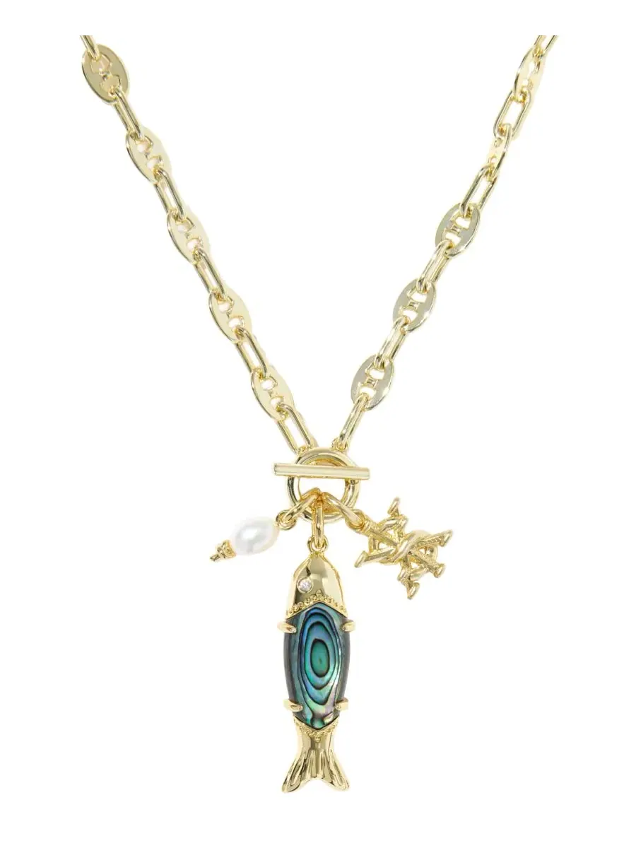 Подвеска с длинным кулоном Parker Fish из 14-каратного золота Kendra Scott — синий