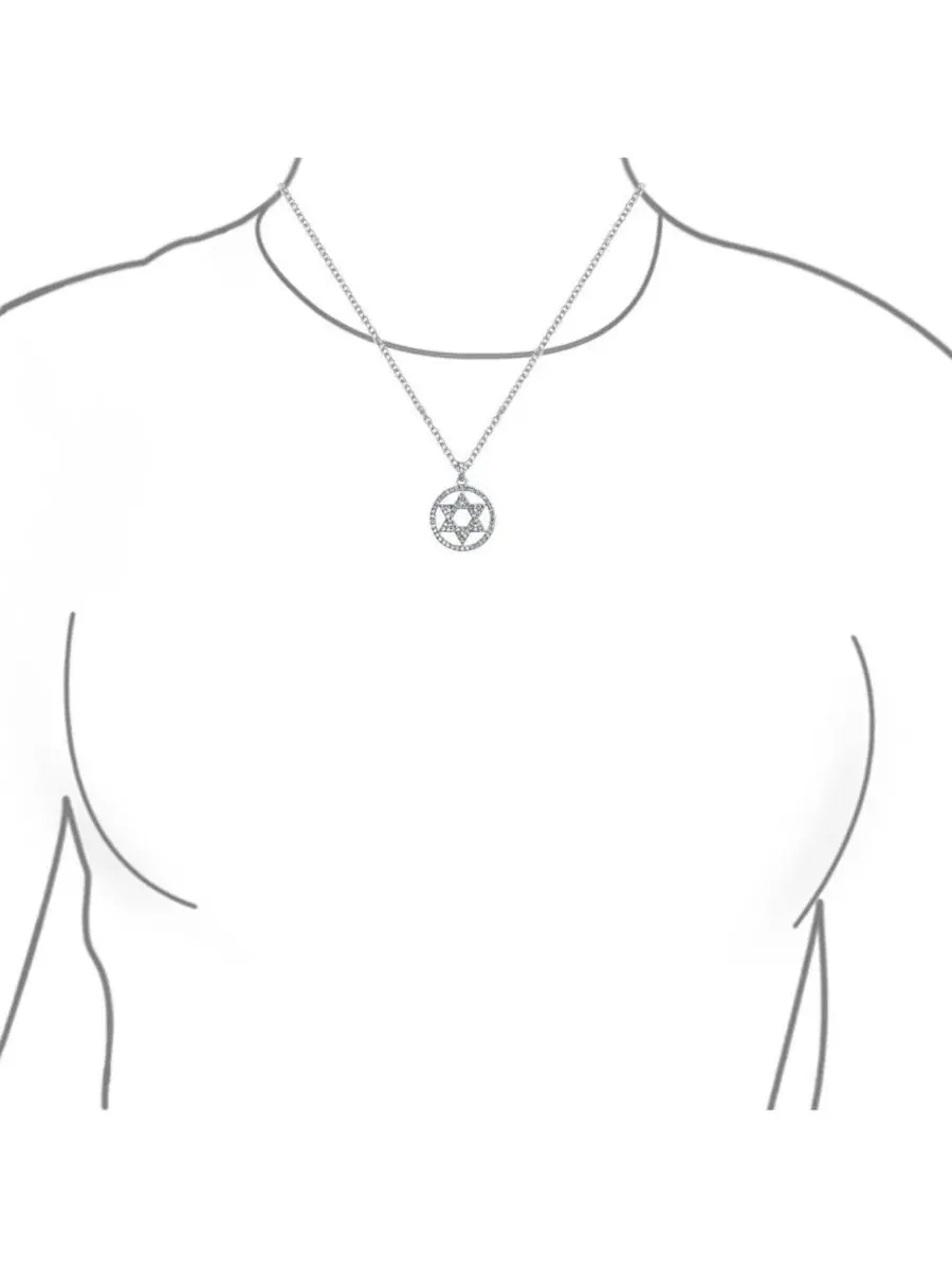 Подвеска-звезда Давида из стерлингового серебра с кубическим цирконием Bling Jewelry — изображение 2 из 3, оттенок прозрачный
