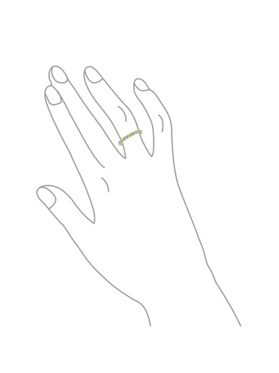 Кольцо из серебра с фианитами, 3 мм Bling Jewelry — изображение 3 из 4, оттенок светлый желтый