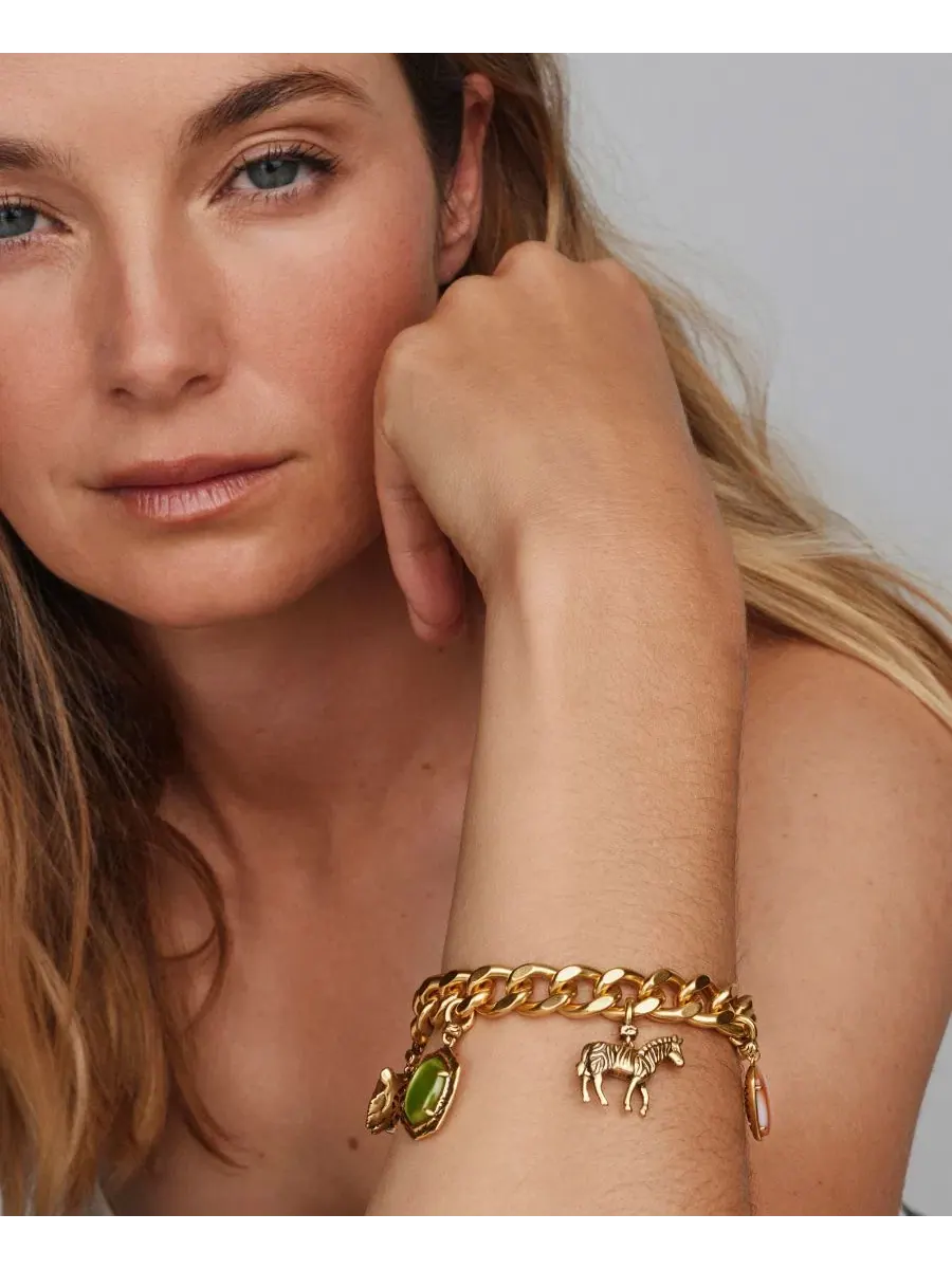Браслет-шарм с имитацией жемчуга и полосчатым агатом Raina Kendra Scott — изображение 3 из 9, оттенок золотистый/мульти