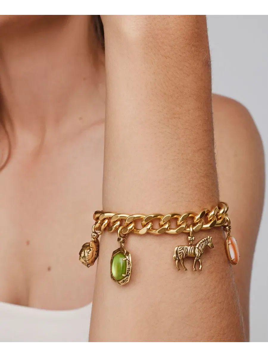 Браслет-шарм с имитацией жемчуга и полосчатым агатом Raina Kendra Scott — изображение 5 из 9, оттенок золотистый/мульти