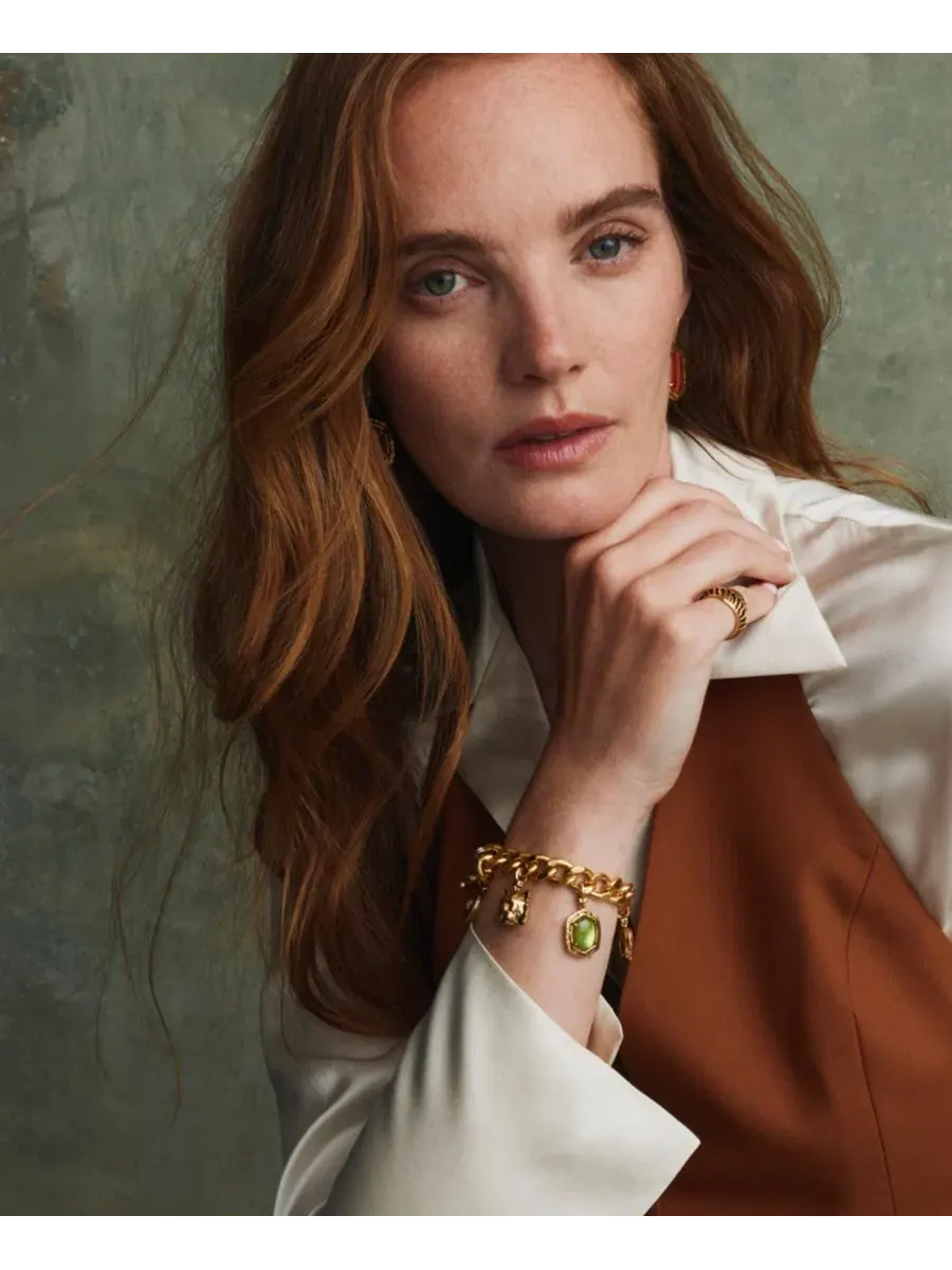 Браслет-шарм с имитацией жемчуга и полосчатым агатом Raina Kendra Scott — изображение 8 из 9, оттенок золотистый/мульти