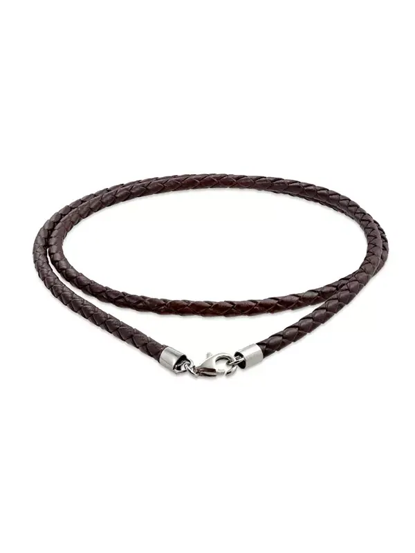 Коричнево-Черное кожаное плетеное ожерелье с подвесками из серебра 925 пробы, длина 14, 16, 18, 20