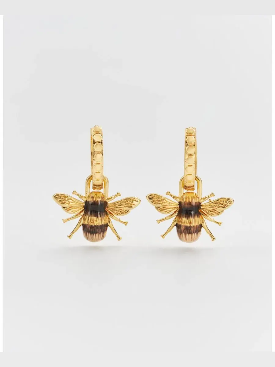 Серьги-гвоздики с пчелкой Honey Bee Huggie Fable England