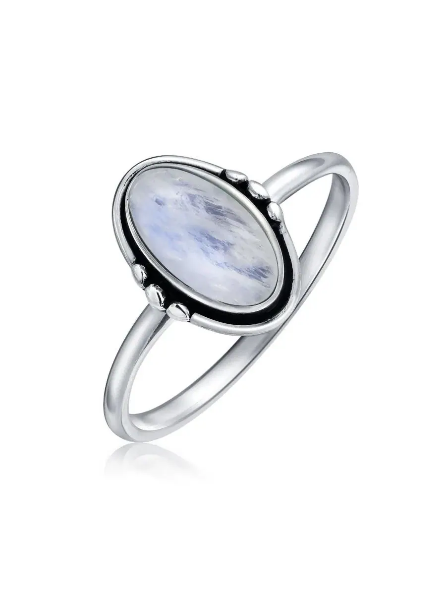 Кольцо с овальным кабошоном, модель Dainty Bezel Set Bling Jewelry — изображение 1 из 4, оттенок лунный камень