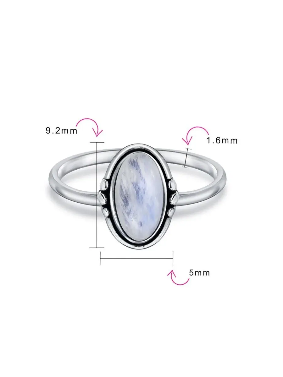 Кольцо с овальным кабошоном, модель Dainty Bezel Set Bling Jewelry — изображение 2 из 4, оттенок лунный камень