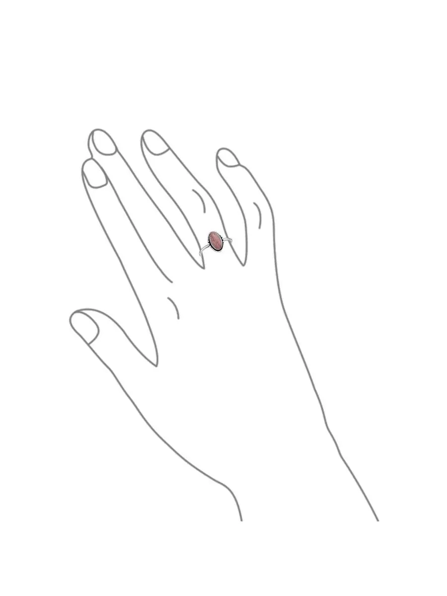 Кольцо из стерлингового серебра с родохрозитом, модель Dainty Bezel Set Oval Cabochon Turquoise — изображение 2 из 4