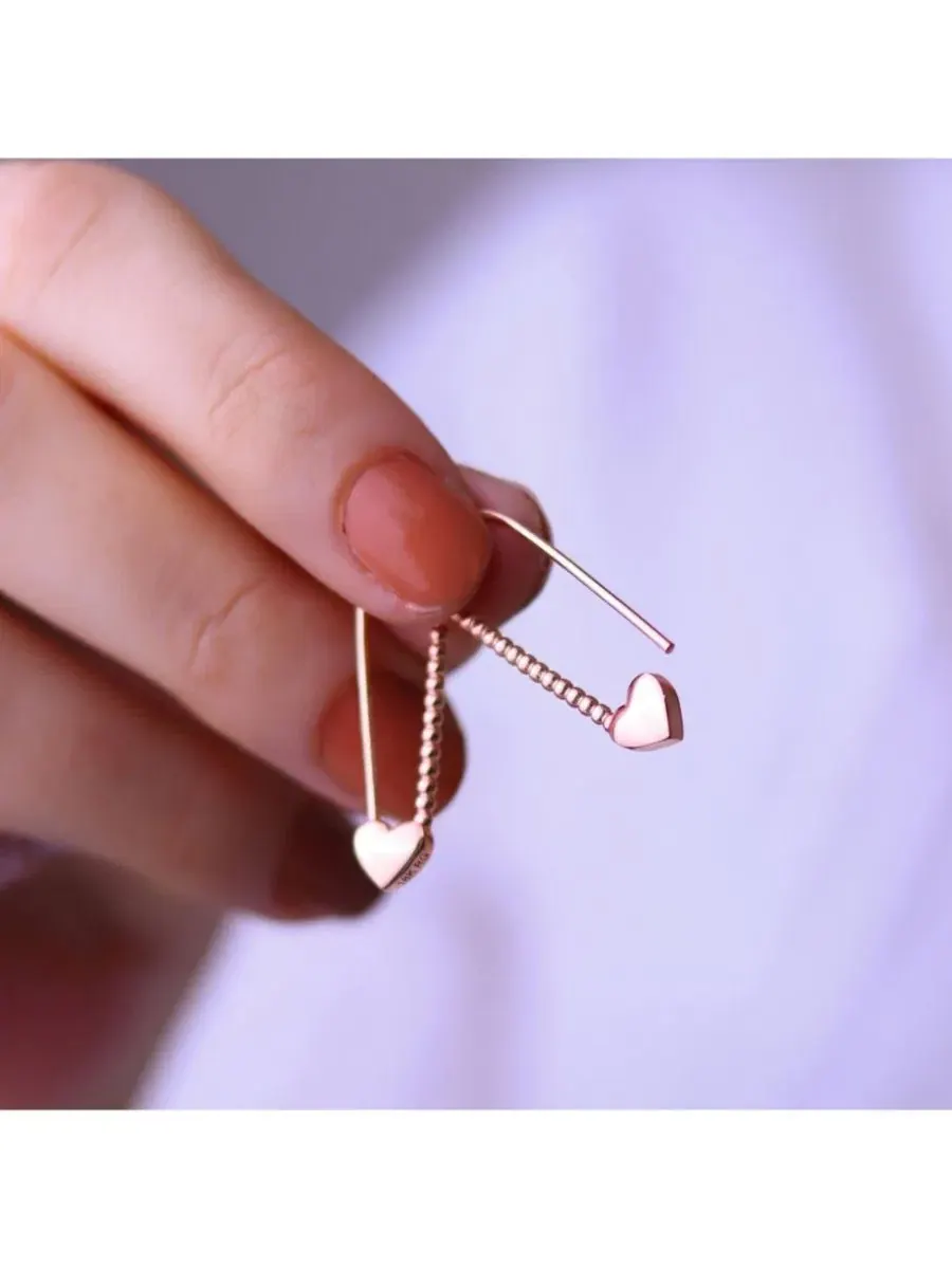 Серьга из стерлингового серебра с сердцем Spero London — изображение 3 из 3, оттенок розовый золотистый