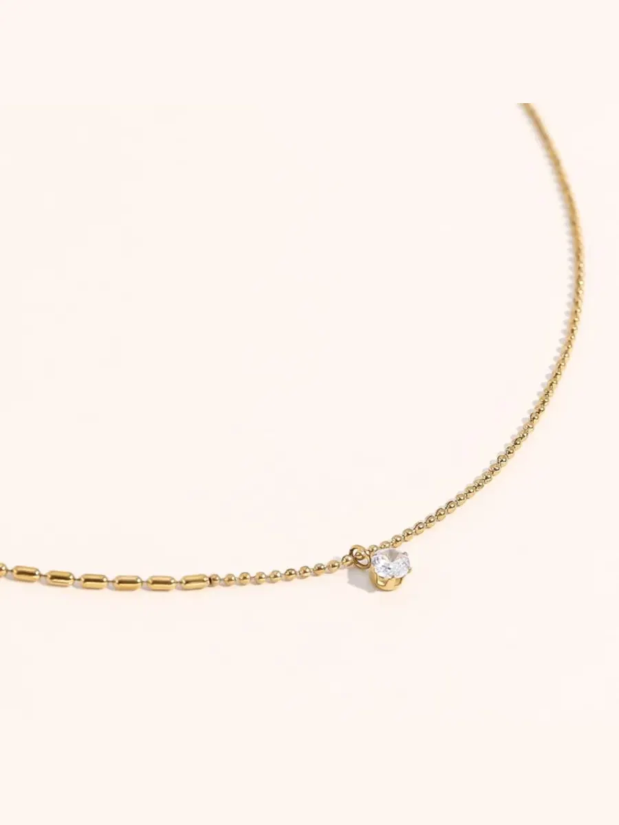 Ожерелье с асимметричным подвеской из циркония Heidi Chain Necklace Joey Baby — изображение 2 из 10, оттенок золото