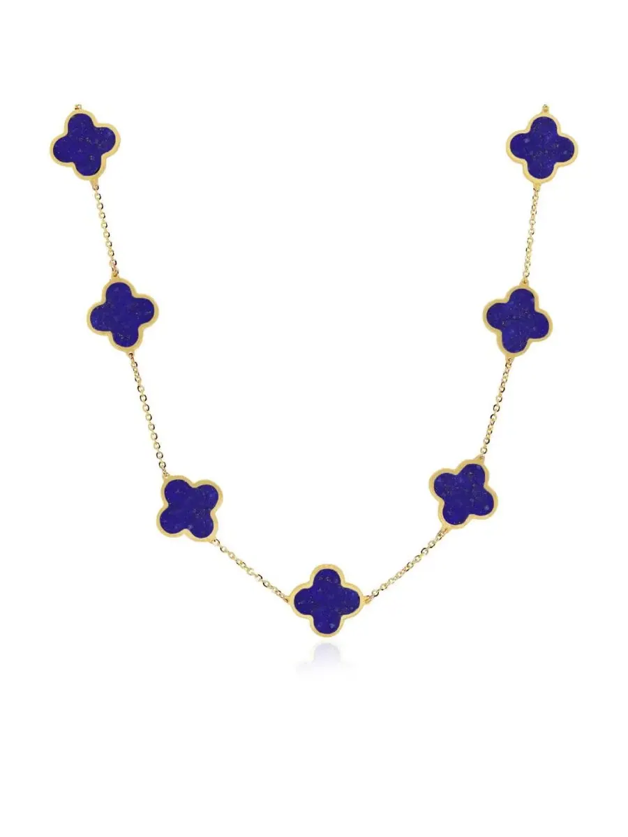 Ожерелье с кулонами из лазурита Lapis Clover Necklace The Lovery — синий