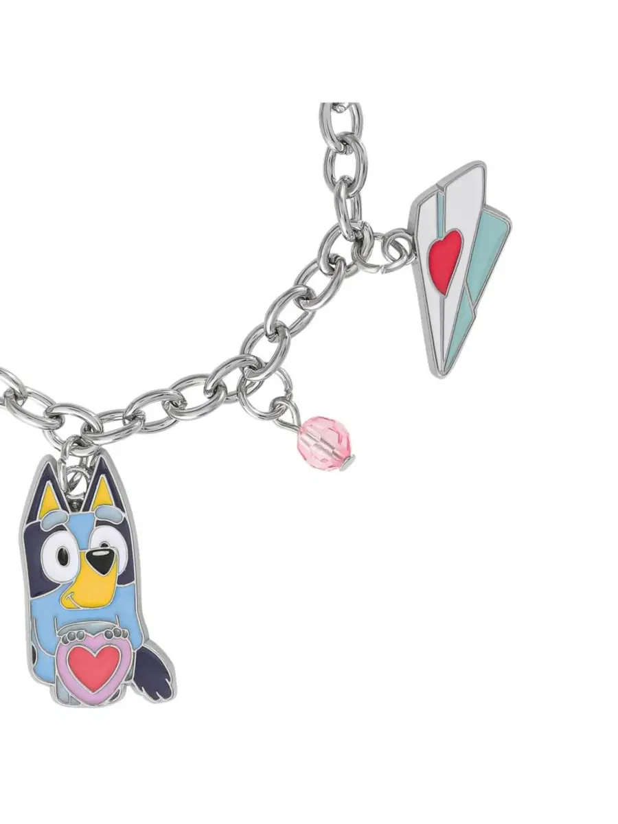 Браслет с подвесками, серебристый, в виде сердца и любовного письма Bluey — изображение 6 из 8, оттенок прозрачный