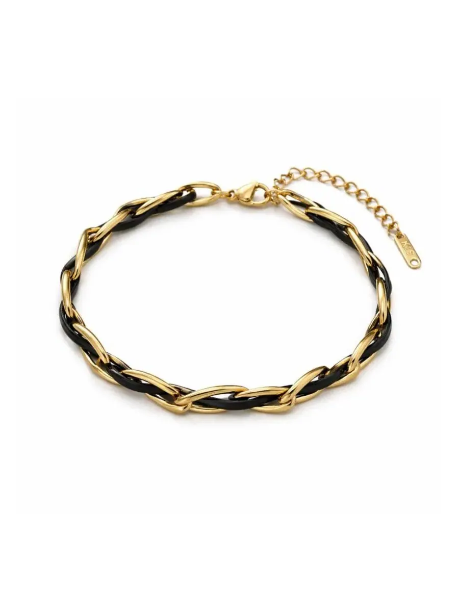 Браслет-цепочка витой формы с застежкой-лобстер, 18k золотое покрытие Rebl Jewelry — золотистый