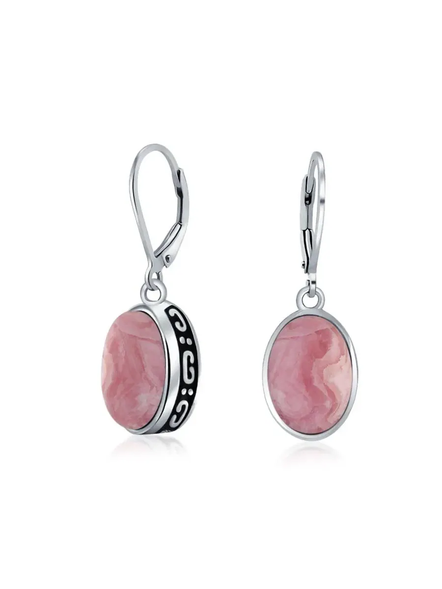 Серьги-подвески из стерлингового серебра с бирюзой, 3.2 CTW Bling Jewelry — изображение 1 из 4, оттенок розовый