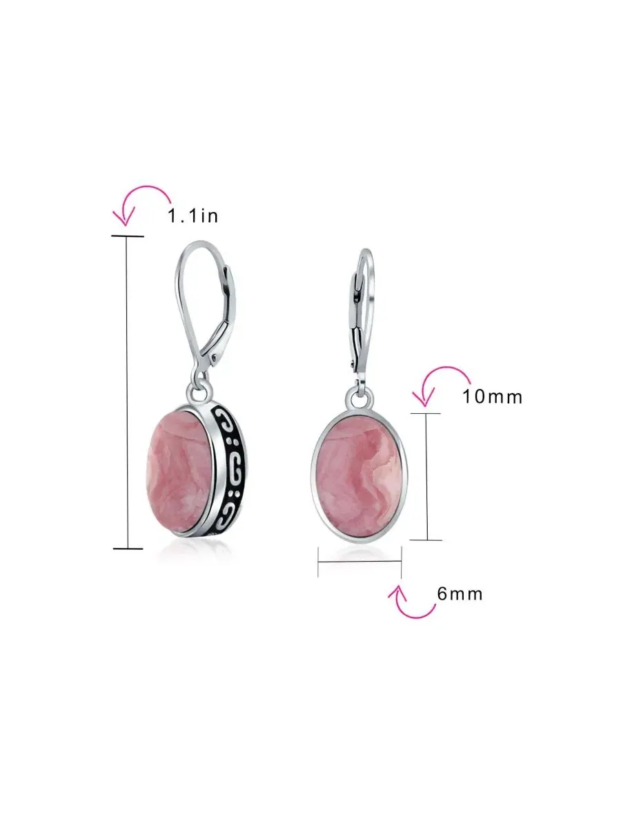 Серьги-подвески из стерлингового серебра с бирюзой, 3.2 CTW Bling Jewelry — изображение 4 из 4, оттенок розовый