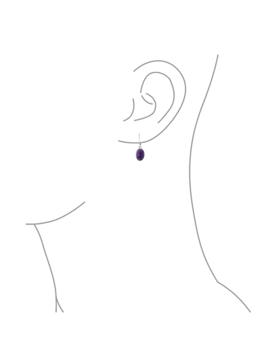 Серьги-подвески из стерлингового серебра с бирюзой овальной формы Purple Turquoise Bling Jewelry — изображение 2 из 4