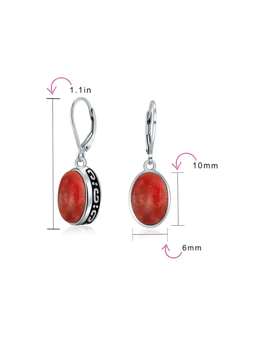 Серьги-подвески из стерлингового серебра с овальным камнем, модель Oval Dome Drop Bling Jewelry — изображение 4 из 4