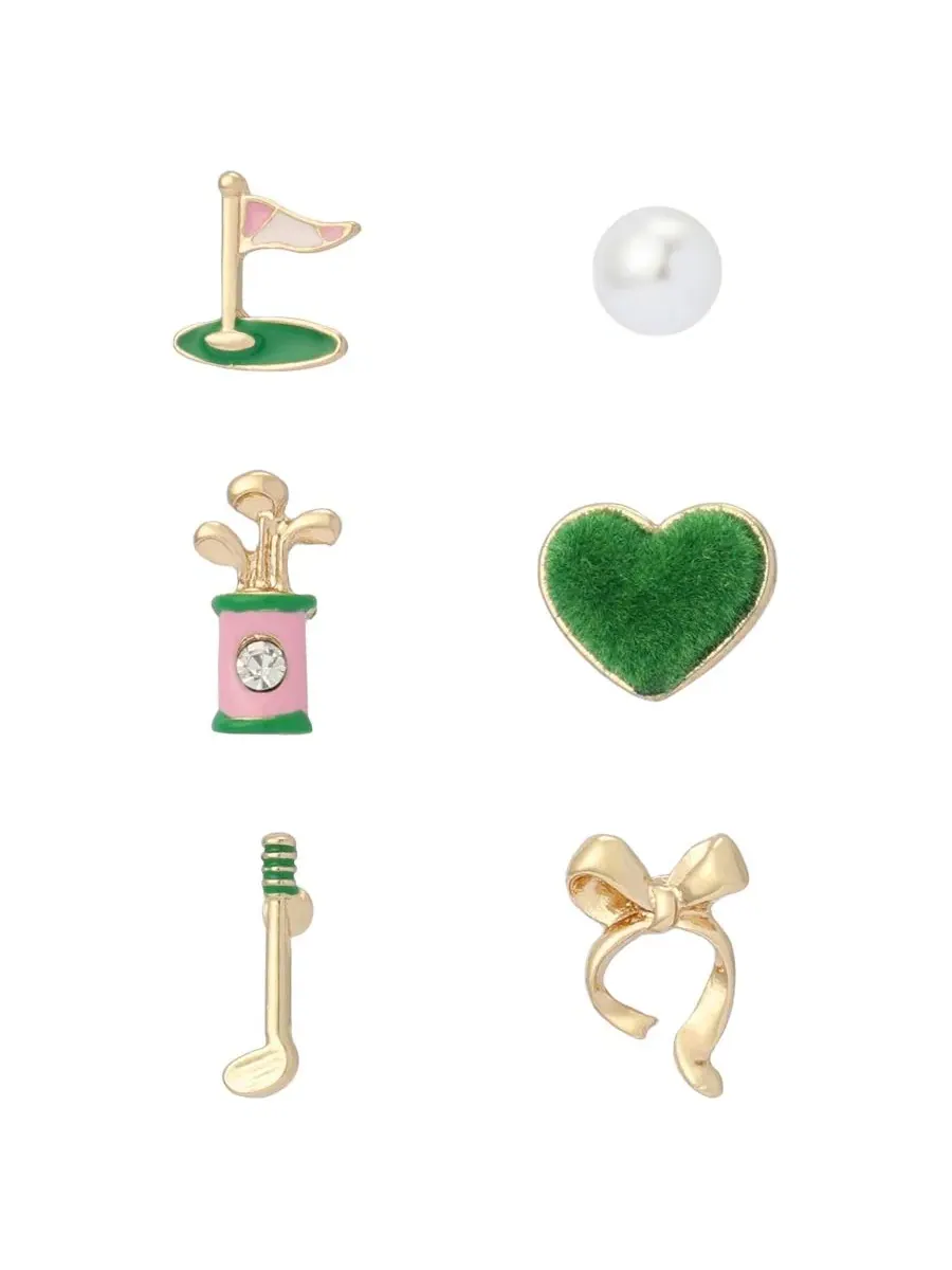 Серьги-пусеты с гольф-мотивами, 6 шт, Faux Stone Golf Betsey Johnson
