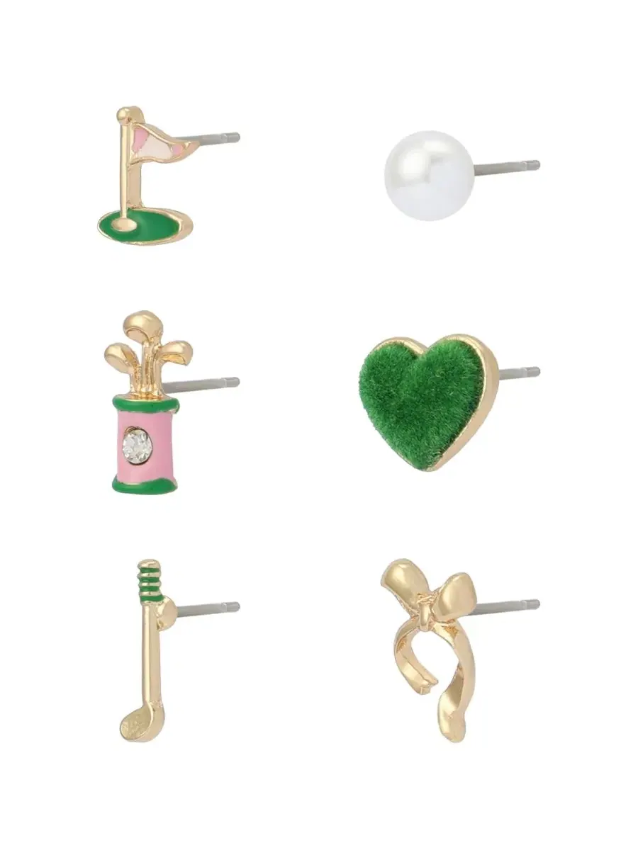 Серьги-пусеты с гольф-мотивами, 6 шт, Faux Stone Golf Betsey Johnson — изображение 2 из 4, оттенок зеленый