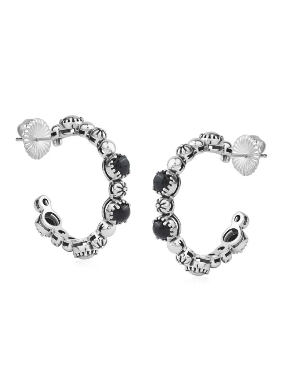 Серьги-конго из стерлингового серебра с агатом, модель Concha Hoop American West Jewelry — изображение 2 из 6