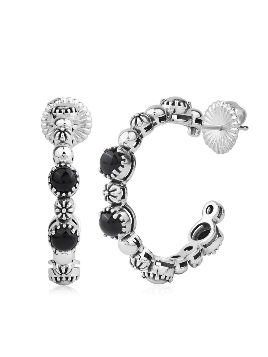 Серьги-конго из стерлингового серебра с агатом, модель Concha Hoop American West Jewelry — изображение 4 из 6