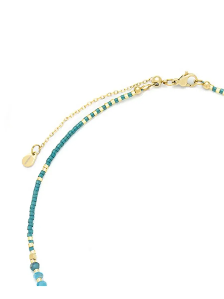 Ожерелье с бусинами Miyuki Lumira Mini Beaded Gemstone Necklace Kamaria — изображение 3 из 6, оттенок синий