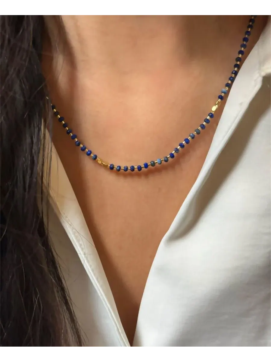 Ожерелье с подвеской из бусин, модель Lumira Mini Beaded Gemstone Kamaria — изображение 2 из 6, оттенок синий